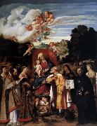 Giovanni Cariani Virgin Enthroned with Angels and Saints oil painting on canvas